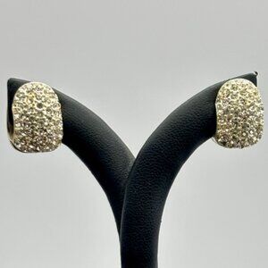 Vintage Monet Magnetic Clip Pave Rhinestone Earrings/Faux Pave Diamonds, Signed